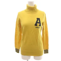 アディダス adidas ゴルフウェア ニット セーター M 黄 イエロー タートルネック 長袖 ロゴプリント ECF001 /KR ■ECF001