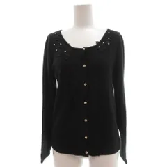 アクシーズファム axes femme カーディガン M 長袖 フラワーモチーフ 黒 ブラック /AE ■ECF001