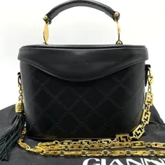 美品● ヴェルサーチ 2way ハンドバッグ バニティ チェーンショルダー  メデューサ ロゴ 金具 ブラック レザーのサムネイル