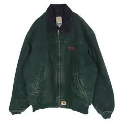 Carhartt カーハート J14 00S USA製 SANTA FE JACKET サンタフェ ジャケット 刺繍 ダック生地 ジップアップワーク ジャケット フェード 緑紺系 L【中古】