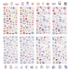 【新品】 シール 3D 立体シール 8シート 4種 各種2枚入り ぷっくり ご褒美ステッカー ジュエルステッカー 交換 平成レトロ 推し活 スマホデコ 1