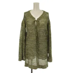 ジーナシス JEANASIS ニット プルオーバー F 黄緑 ライトグリーン 透かし編み Vネック 長袖 /LP ■GY58