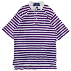 POLO GOLF RALPH LAUREN ポロゴルフ ラルフローレン ボーダー柄 半袖 ポロシャツ パープル×グレー Lサイズ No.EA366