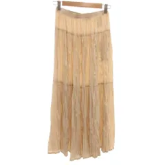 ユニクロ UNIQLO イネス ド ラ フレサンジュ INES DE LA FRESSANGE タグ付き ツイストプリーツロングスカート S マキシ ロング丈 イージー フレア ナチュラル 222-425448 /NU  ■GY66