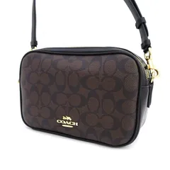 COACH / コーチ ◆ジェス シグネチャー クロスボディ ショルダーバッグ ブラック×ブラウン 【バッグ/バック/BAG/鞄/カバン】【中古】 