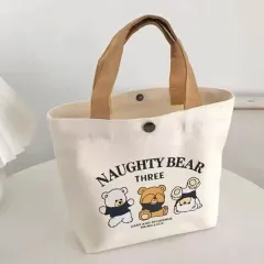 クマ ドール キャンバス バッグ スナップボタン エコバッグ