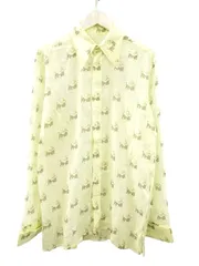 メゾンマルジェラ Maison Margiela Semi Sheer Cat Fight Shirt キャットファイト シャツ 40 イエロー 長袖 ボタンシャツ プリント 透け感 トップス ☆AA★のサムネイル