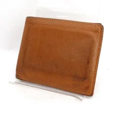 IL BISONTE / イルビゾンテ ◆二つ折り財布/レザー/キャメル 【ウォレット/wallet/コイン】 メンズファッション【中古】  【メール便可】