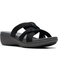 クラークス レディース シューズ サンダル Clarks Cloudsteppers Breeze Rae Cam SlipOn Flat Sandals Black Gray Textile ブラック