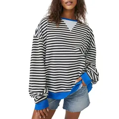 フリーピープル レディース トップス Tシャツ Free People Classic Striped Crew Womens Black Combo ブラックのサムネイル