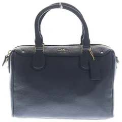 COACH (コーチ) ベネット ミニサッチェル ショルダー ハンドバッグ ミニボストン ネイビー レザー ゴールド金具