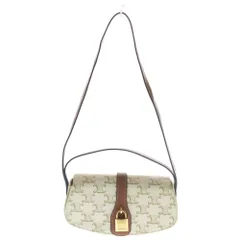 CELINE (セリーヌ) トリオンフ タブー クラッチ 2WAYバッグ ワンショルダーバッグ ホワイト×ブラウン PVC×レザー ゴールド金具