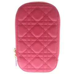 Christian Dior (クリスチャンディオール) カナージュ フォンホルダー ショルダーバッグ チェーンバッグ ミニバッグ レザー ピンク ゴールド金具