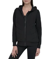 ダナキャラン レディース アウター コート ジャケット DKNY Sport by Donna Karan Lightweight Hybrid Full Zip Jacket Black ブラックのサムネイル