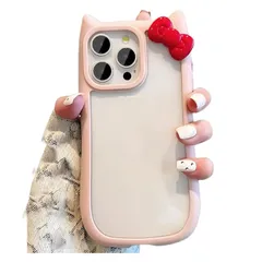 【新品】 mayababy iPhone15用携帯ケース シンプル かわいい 3D 猫耳リボン ネコ耳 猫柄 ネコラクター クリア TPU おもしろ アイフォン15ケース スマホケース 人気 韓国 耐衝撃 透明 ソフトケース シリコンゴム 創意 落下防止  0