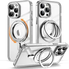 【新品】 MagSafe対応 iPhone 13 Pro Max ケース 360°回転 アイフォン13プロマックス カバー縦横両対応 iPhone 13promax 携帯ケース 半透明 ワイヤレス充電 車載ホルダー 対応 マグセーフ スタンド付きリング,ク 0