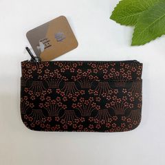 新品未使用品 甲州印伝【小銭入れ イングリッシュローズ柄 黒×グレー漆