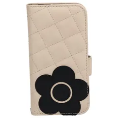 【新品】 MARY QUANT マリークワント iPhone 15 14 13 用 スマホケース 手帳型 DAISY PATCH QUILT BOOK TYPE CASE レディース オフ ホワイト 白 0