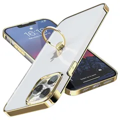 【新品】 S Segoi Compatible with リング ケース iPhone 13 Pro Max ケース リング付き スタンド機能 メッキ加工 透明 PC 落下防止 薄型 軽量 一体型 おしゃれ 全面保護カバー 13ProMax リング ケース 1