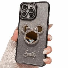 [신품] NICEHOLI iPhone 13 용 케이스 만화 입체 미키 미러 휴대 전화 케이스 전착 라인 스톤 TPU 풀 패키지 라인 스톤 미러 입체 낙하 방지 지문 방지 미키 디즈니 캐릭터 커플 휴대 전화 케이스 0