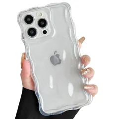 【新品】 ZTOFERA iPhone 13 Pro Max 用 波型ケース カーリーウェーブ シェイプ デザイン 透明 おしゃれ スマホケース ソフトTPU バンパーフォンケース 3D 隕石の泡パターン 軽量 耐衝撃 黄変防止 韓国 かわいい アイフォン 0
