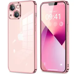 【新品】 fuweisitong 用の iPhone13 ケース クリア カメラ保護 薄型 TPU 軽量 変形防止 人気 スリム ソフト アイフォン 13 カバー 衝撃吸収 ストラップホール付き(ローズゴールド) 0