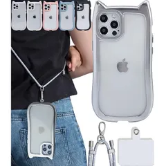 【新品】 LIISEA iphone13 ケース クリア 可愛い iphone13ケース ストラップ付き 猫耳 iphone 13 ケース ワイヤレス充電 いphone13 ケース クリア スマホケース iphone 13 ショルダー いphone13 ケ 1