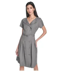 カルバンクライン レディース トップス ワンピース A ライン Calvin Klein Melange Suiting Belted Aline Granite