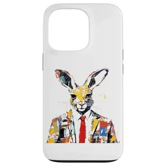 【新品】 iPhone 13 Pro ネクタイ付きスーツを着たカラフルなウサギ スマホケース 0