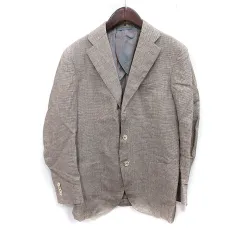 ドレステリア DRESSTERIOR テーラードジャケット 背抜き 千鳥格子 麻 リネン 44 M ベージュ /YI