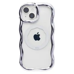 【新品】 iFace BeBling Wave MagSynq iPhone 15/14/13 対応 ケース クリア MagSafe対応 (シルバー) 【 iPhone15/14/13 カバー アイフェイス 耐衝撃 マグセーフ ウェーブ キラキラ 透明 ク 0