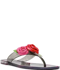 ベッツィジョンソン レディース シューズ サンダル Betsey Johnson Trenten Rose Jelly Thong Sandals Black Rose ブラックのサムネイル