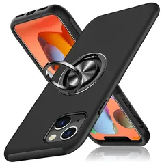 【新品】 iPhone 13用 ケース リング付き 耐衝撃 保護カバー tpu 薄型 擦り傷防止 薄型 シリコン スタンド機能 アイフォン13用 リング カバー 衝撃吸収 車載ホルダー対応 二重構造 PC バンパー 米軍MIL規格 全面保護 360°回転 おし