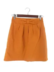 ロペピクニック ROPE Picnic スカート タイト ひざ丈 プリーツ 裏地付き 無地 オレンジ サイズ36 QQQ