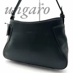 【B5111】 ungaro ウンガロ ワンショルダーバッグ レザー 牛革 ブラック タグ付き シルバー金具 ステッチ ワンハンドル 日本製