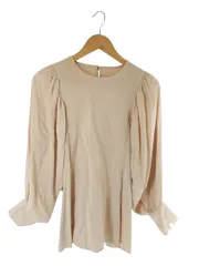 ナノユニバース nano universe プルオーバー シャツ 長袖 無地 ベージュ サイズF QQQ