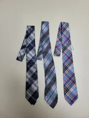 ネクタイ 3種 (チェックパターン ネイビー ブルー ピンク)