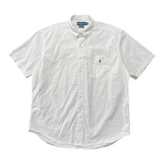 USA 古着 RALPH LAUREN ラルフローレン BLAKE オックスフォード コットン ボタンダウン 半袖シャツ メンズXL ホワイト 白シャツ BF4360