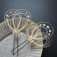 水引 髪飾り 淡金 和装 成人式 卒業式 結婚式 振袖 袴