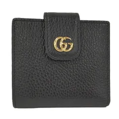 GUCCI 二つ折り財布 GGマーモント コンパクトウォレット レザー ブラック 523193