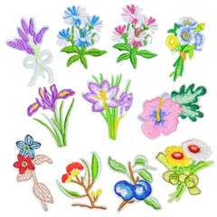 WATASHINO ワッペン アイロン 花 草 刺繍 アップリケ 11枚セット 幼稚園 小学校 花草11枚 [花草 11枚セット]