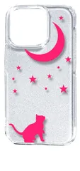 【新品未使用】iPhone14 Pro アイフォン14プロ クリア ハードケース 猫 ネコ 月 星 夜空 （ピンク） スマホケース スマホ 携帯ケース クリアケース