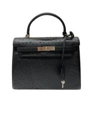 定価28万】ハイクラス ハンドバッグ 2way オーストリッチ ブラック