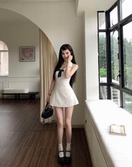 シークレットハニー スクエアネックレースフリルワンピース White
