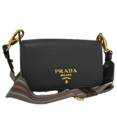 PRADA フラップ ショルダーバッグ レザー ブラック ゴールド金具 1BD352