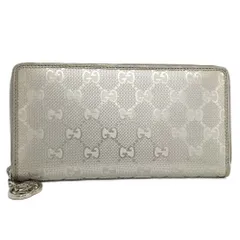 GUCCI ラウンドファスナー長財布 GGインプリメ PVCコーティング シルバー系 212110