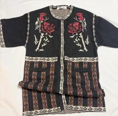 ミスチーフ ローズ ジャカード ショートスリーブ カーディガン