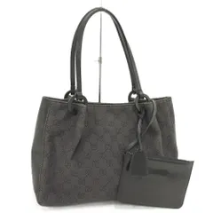 GUCCI トートバッグ GGキャンバス レザー キャンバス ブラック