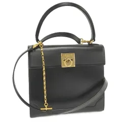 CELINE 2WAYハンドバッグ ロゴリング レザー ブラック