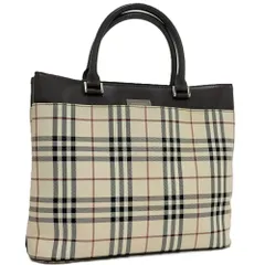 BURBERRY トートバッグ ハンドバッグ ノバチェック キャンバス レザー